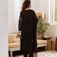 Women's Embroidered Cotton Kurta Dupatta Set