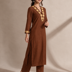 Embroidered Cotton Straight Kurta Set