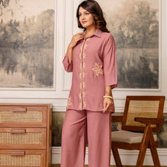 Cotton Mulmul Crush Shirt Style Co-Ord Set