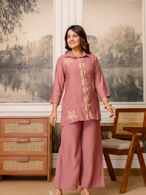 Cotton Mulmul Crush Shirt Style Co-Ord Set