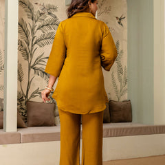 Mustard Cotton Mulmul Crush Co-Ord Set