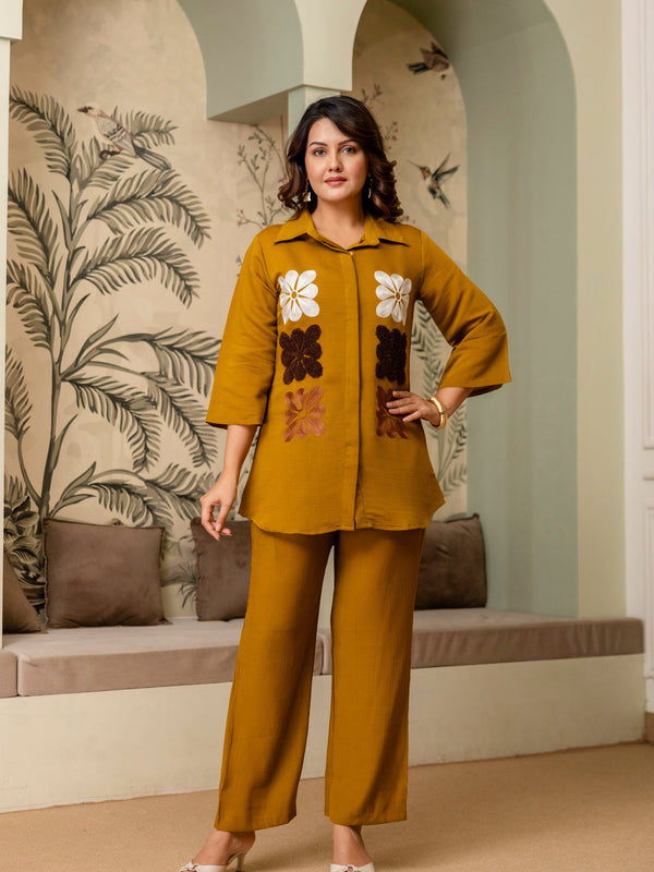 Cotton Mulmul Crush Shirt Style Co-Ord Set