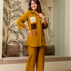 Mustard Cotton Mulmul Crush Co-Ord Set