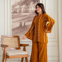 Orange Cotton Mulmul Crush Co-Ord Set