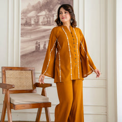 Orange Cotton Mulmul Crush Co-Ord Set