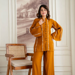 Cotton Mulmul Crush Shirt Style Co-Ord Set