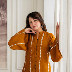 Orange Cotton Mulmul Crush Co-Ord Set