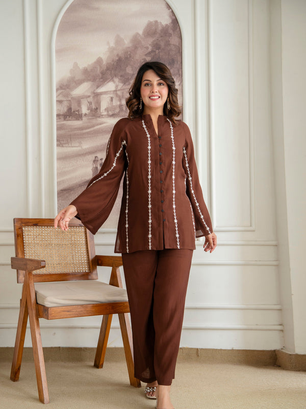 Cotton Mulmul Crush Shirt Style Co-Ord Set