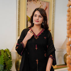 Cotton Embroidered Kurta Set with Dupatta