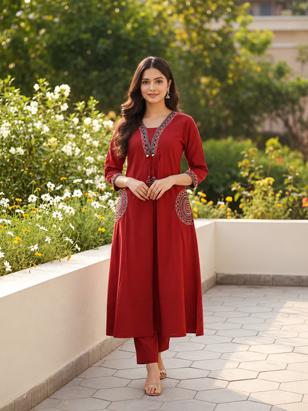 Cotton Embroidered Kurta Set