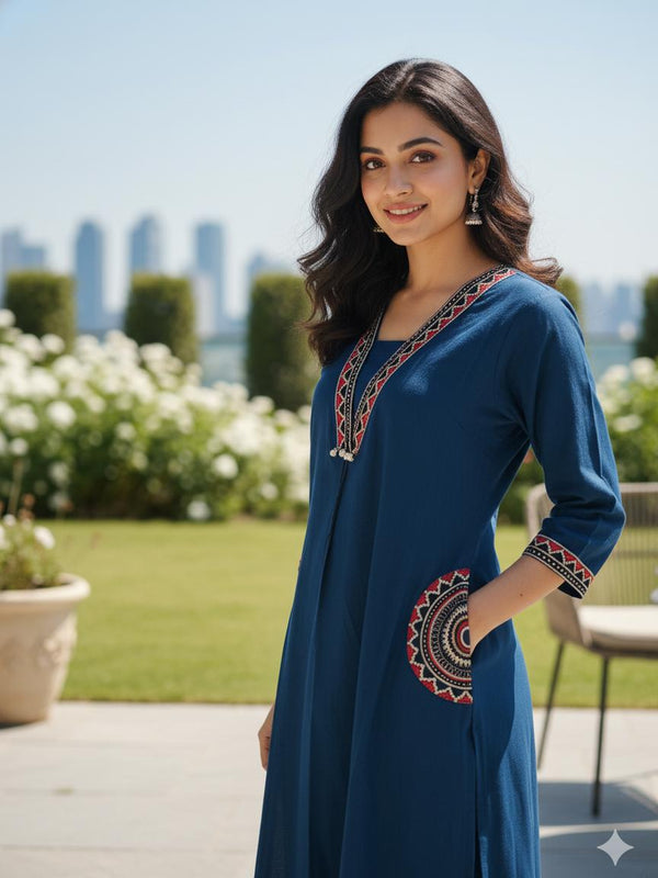 Cotton Embroidered Kurta Set