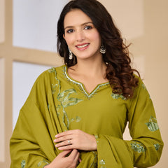 Cotton Handwork Kurta Palazzo Dupatta Set