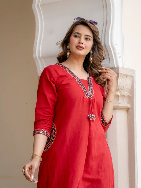 Cotton Embroidered Kurta Set