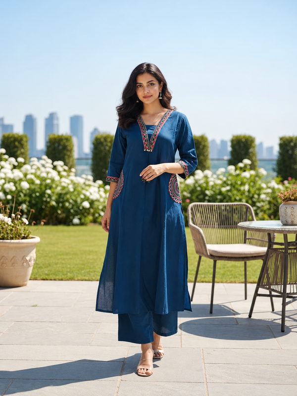 Cotton Embroidered Kurta Set