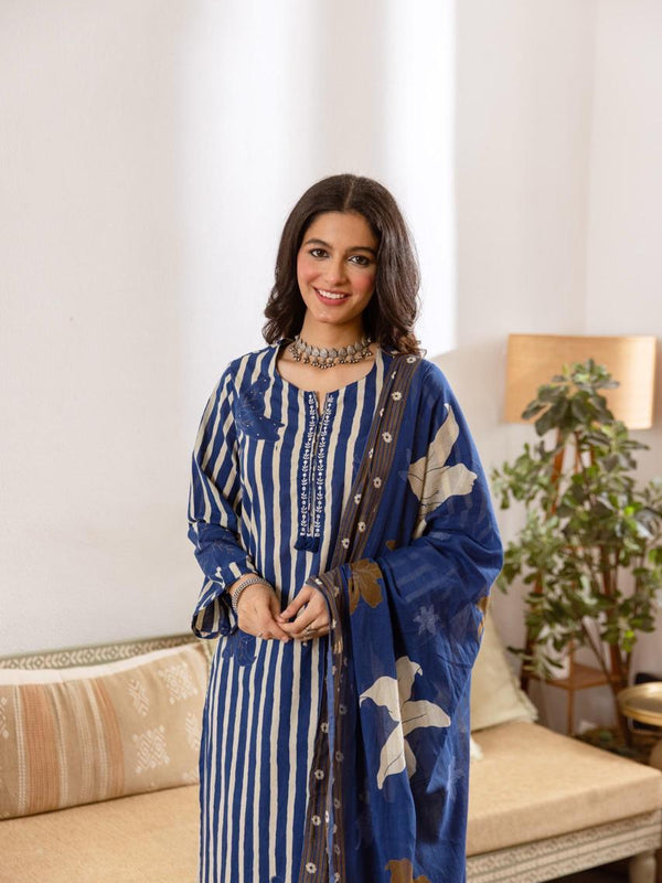 Printed Cotton Kurta Set with Dupatta