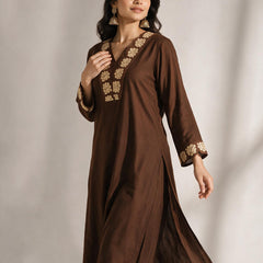 Embroidered Cotton Straight Kurta Set
