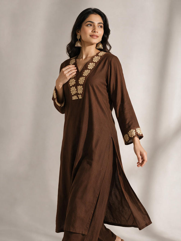 Embroidered Cotton Straight Kurta Set