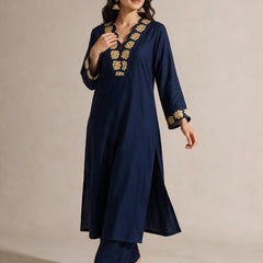 Embroidered Cotton Straight Kurta Set
