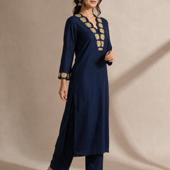 Embroidered Cotton Straight Kurta Set