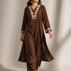 Embroidered Cotton Straight Kurta Set