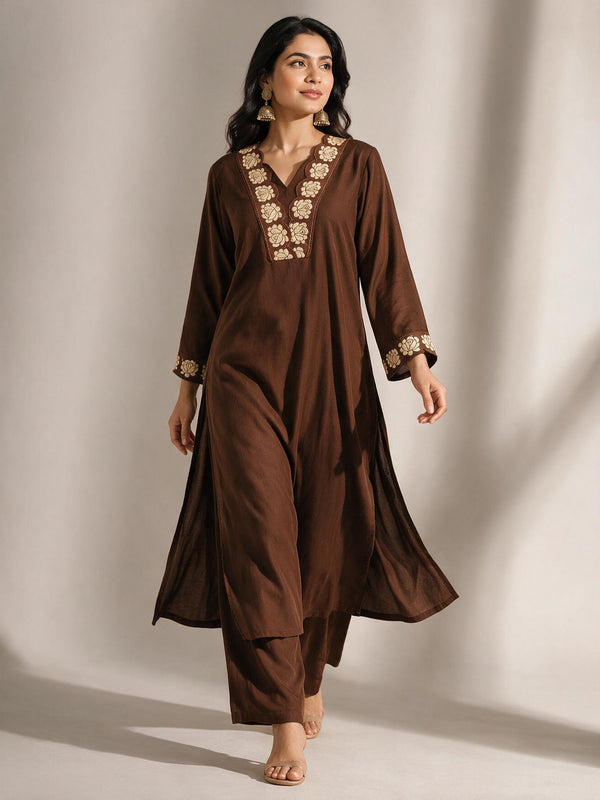 Embroidered Cotton Straight Kurta Set